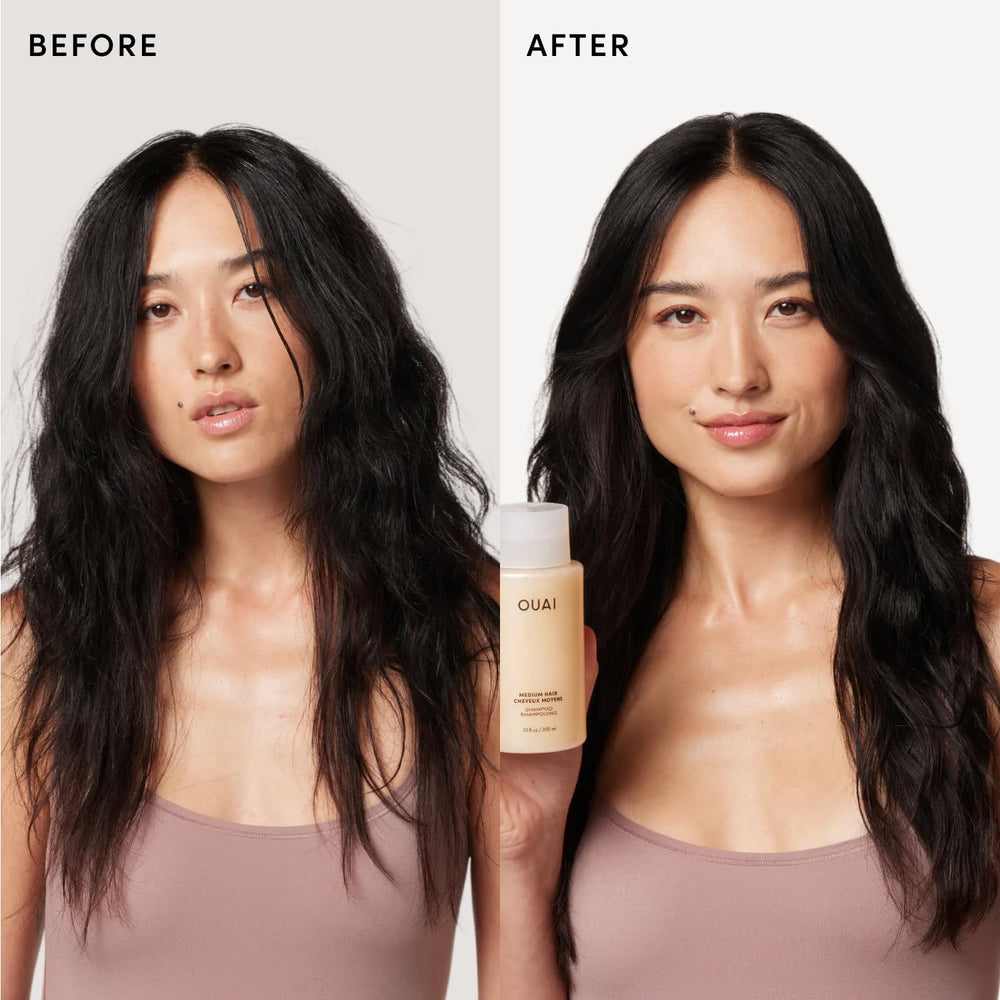 OUAI cabello húmedo tras lavado, aspecto desenredado y manejo fácil
