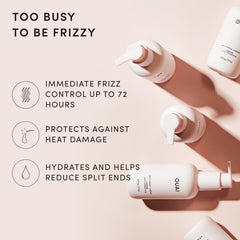 OUAI aplicación en manos demostrando fácil distribución y control del frizz