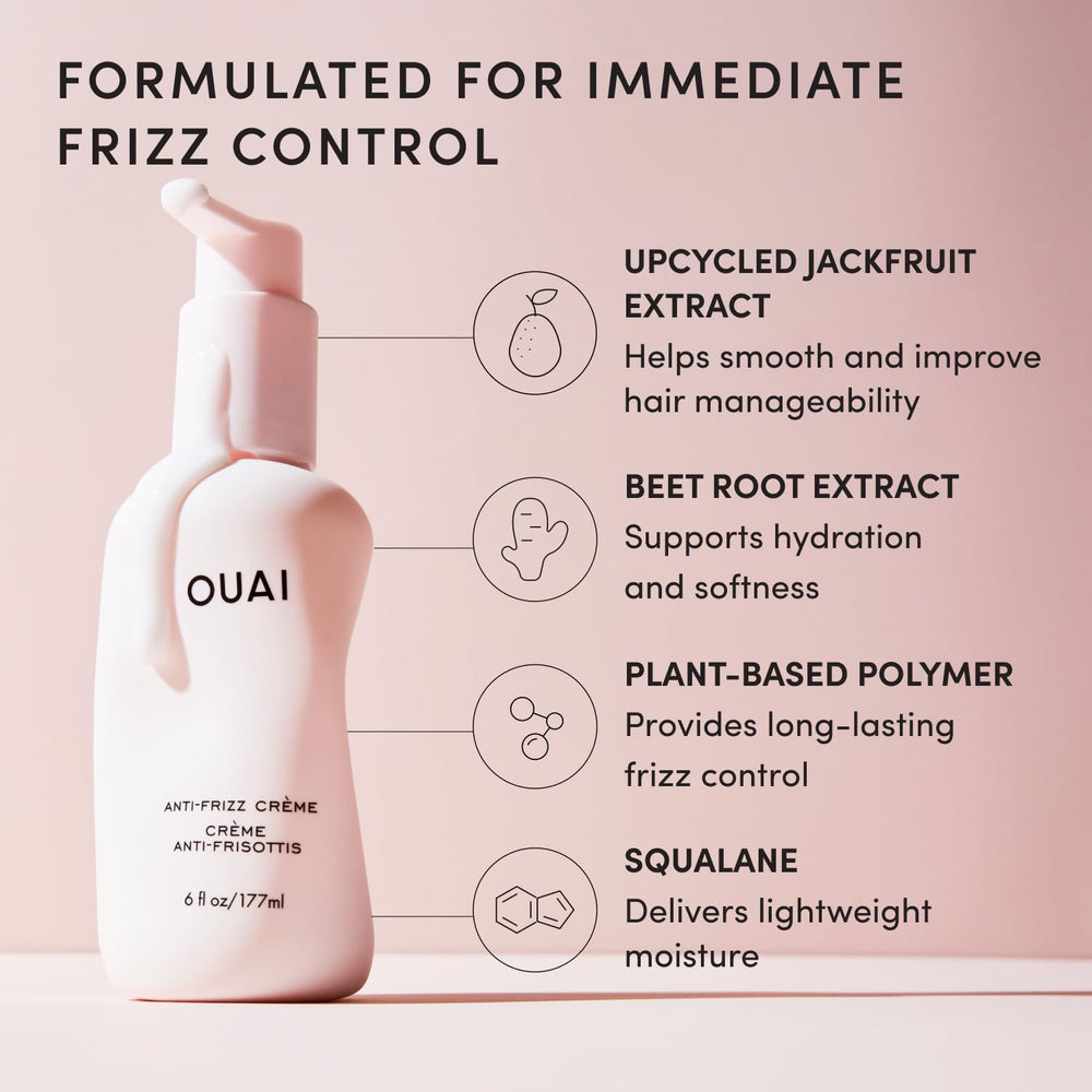 OUAI crema aplicada en puntas mostrando reparación y reducción de puntas abiertas