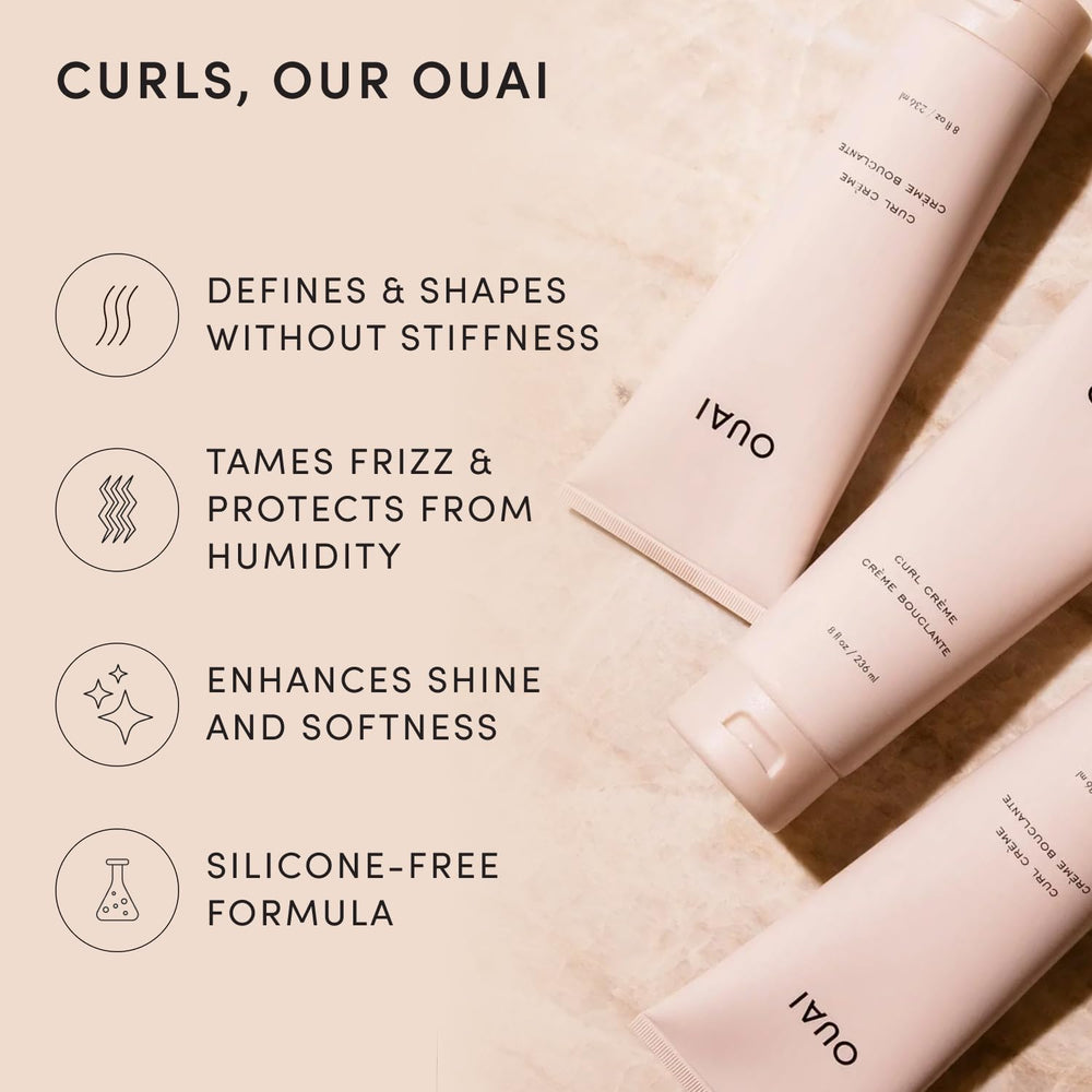 OUAI crema rizos detalle de etiqueta con información del producto