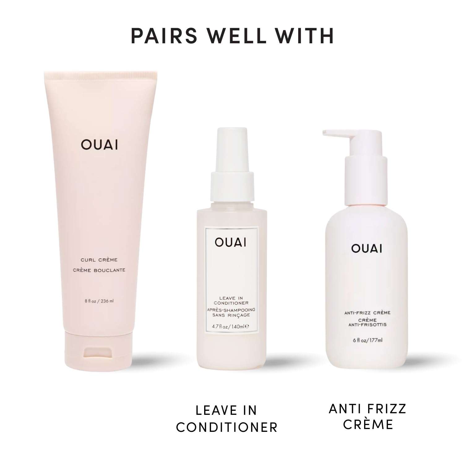OUAI crema en estante de baño lista para uso diario