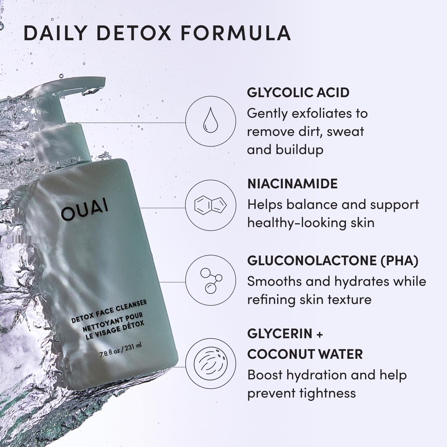 OUAI limpiador en ducha tras entrenamiento refresca y limpia sudor