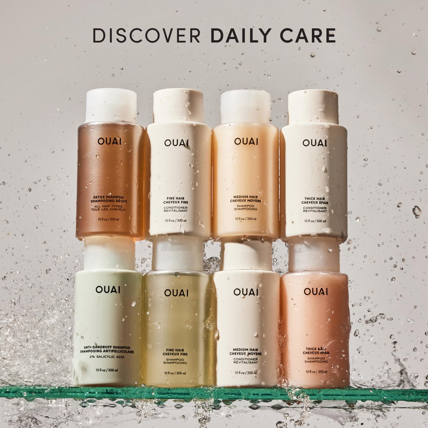 OUAI champú junto a acondicionador Fine para rutina completa