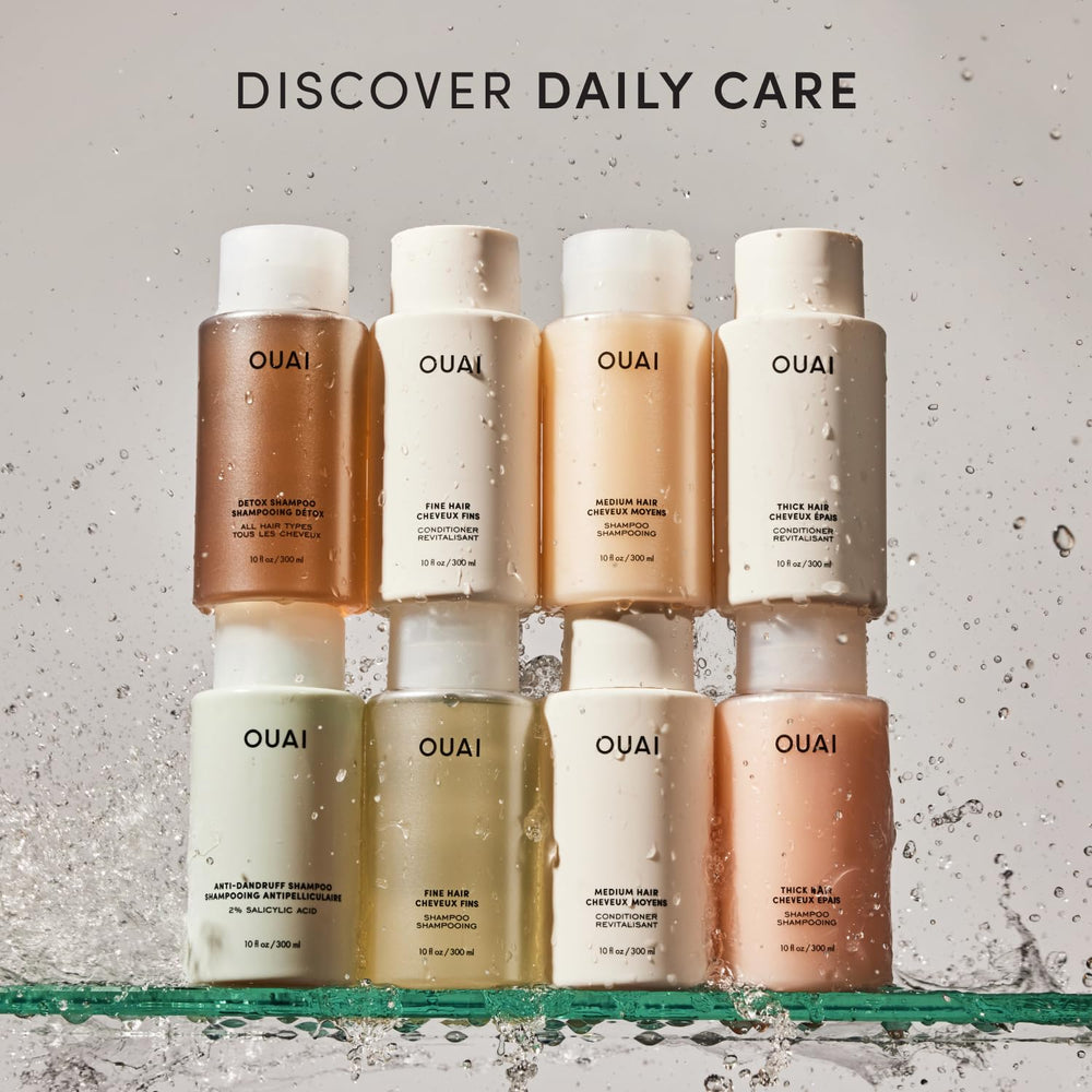 OUAI champú junto a acondicionador Fine para rutina completa