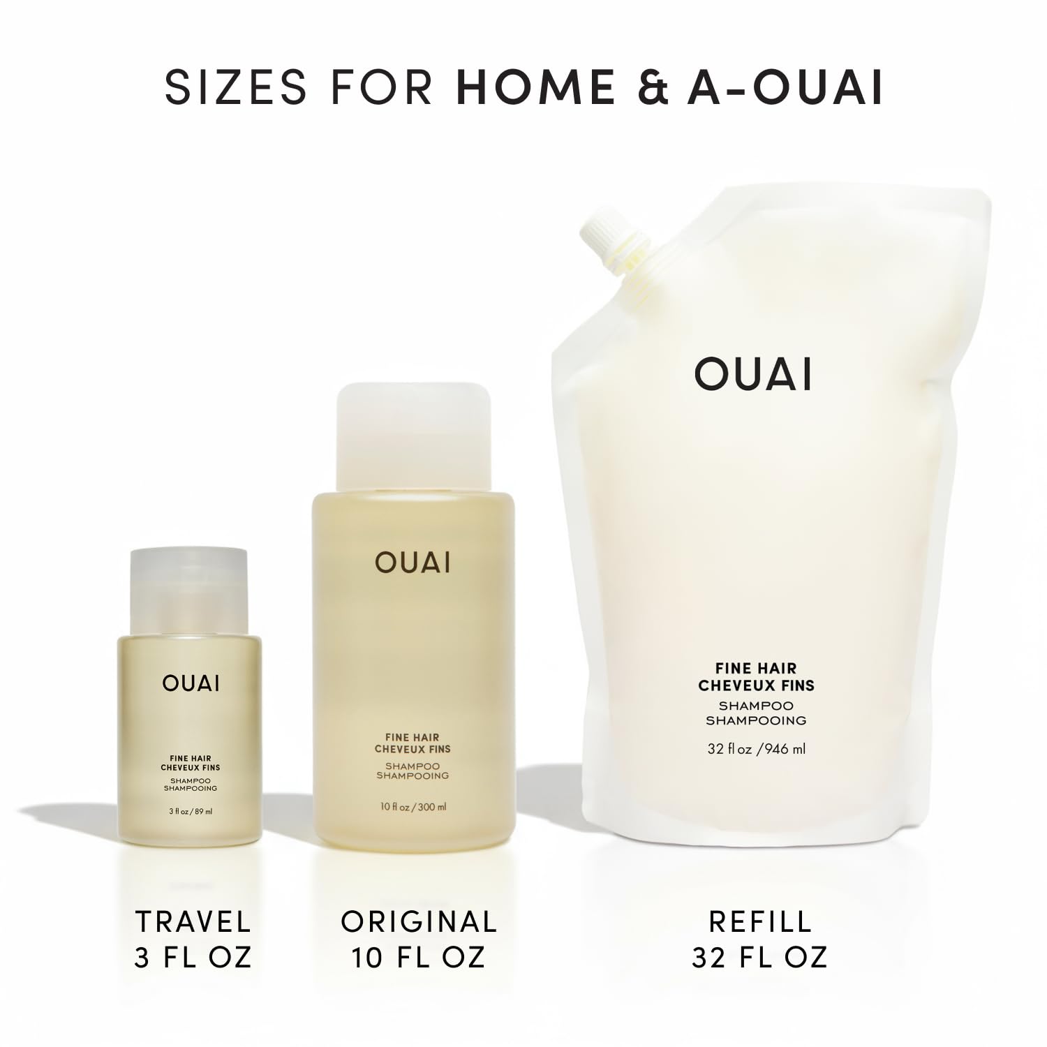 OUAI producto en estante de baño estilo que inspira uso diario