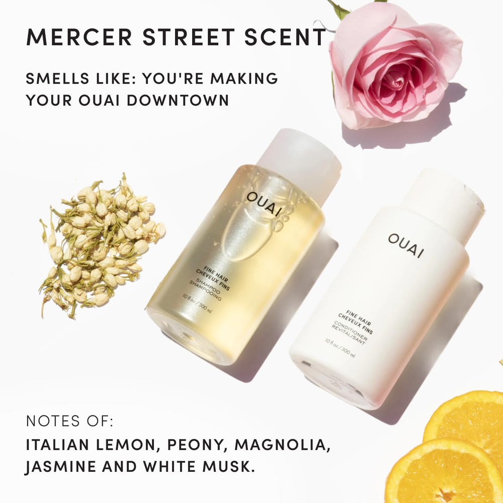OUAI comparación de tamaño envases de 10 fl oz cada uno