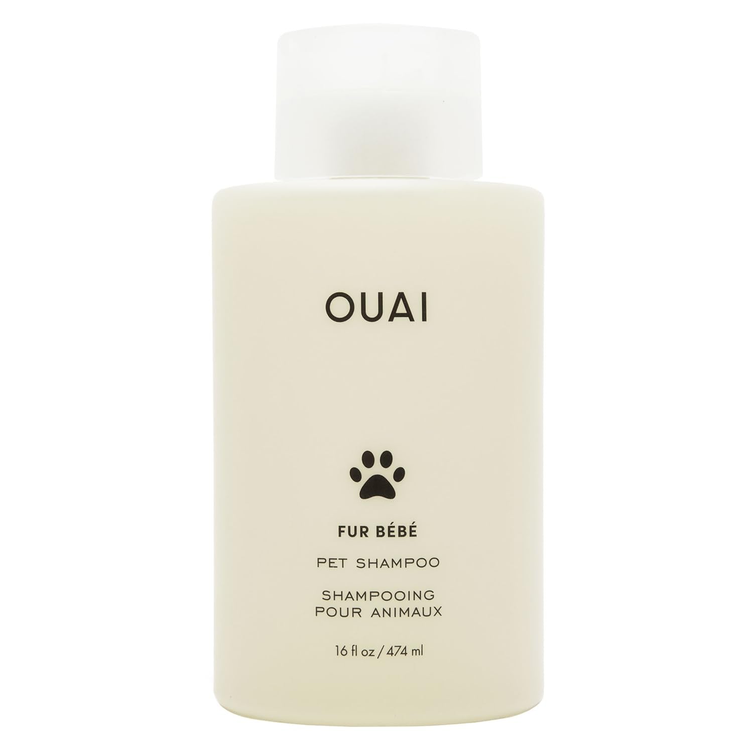 OUAI botella frontal mostrando diseño y tamaño práctico