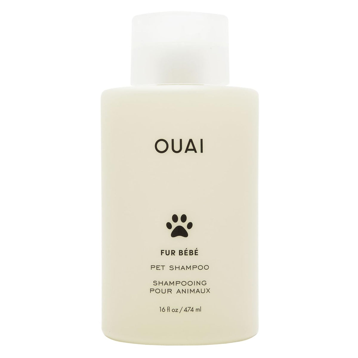 OUAI botella frontal mostrando diseño y tamaño práctico