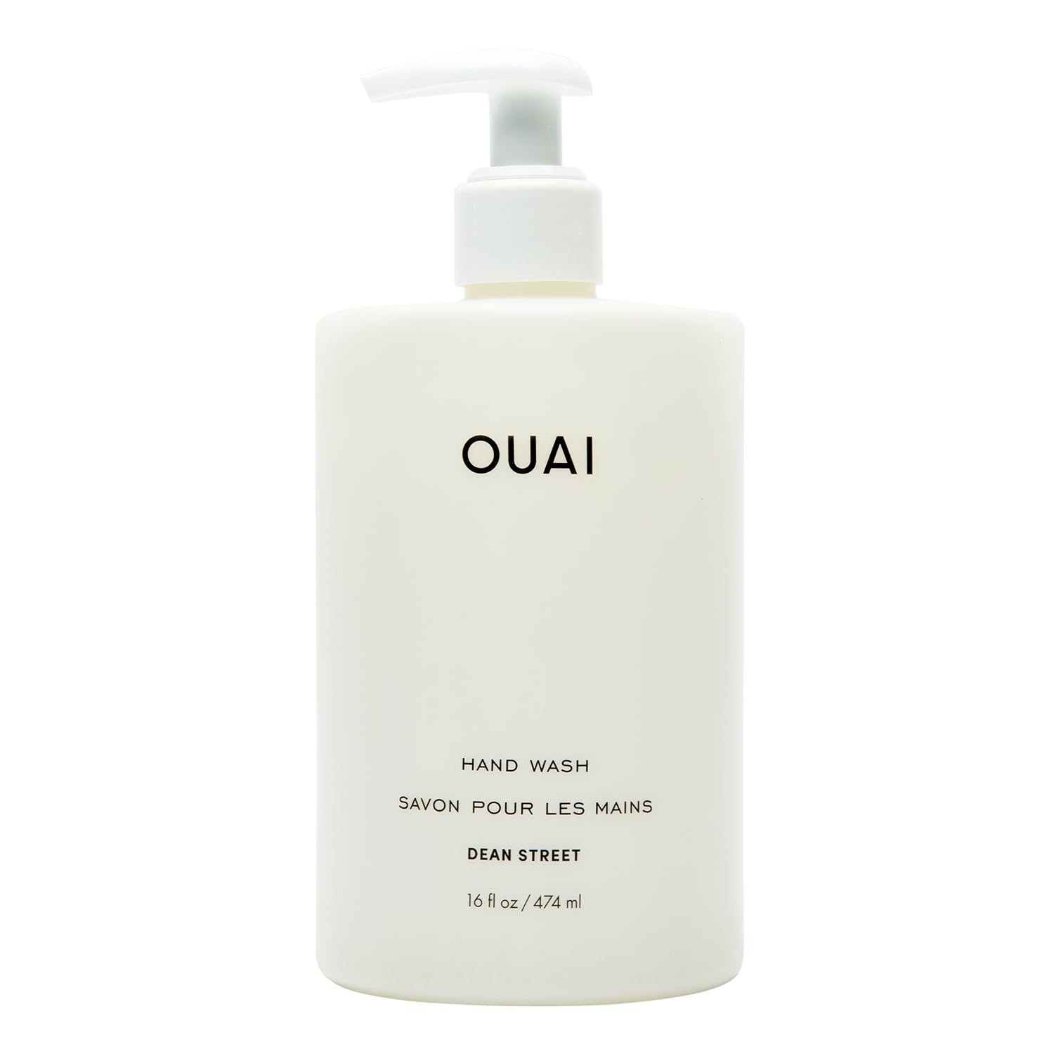 OUAI botella frontal mostrando diseño y volumen, aspecto premium