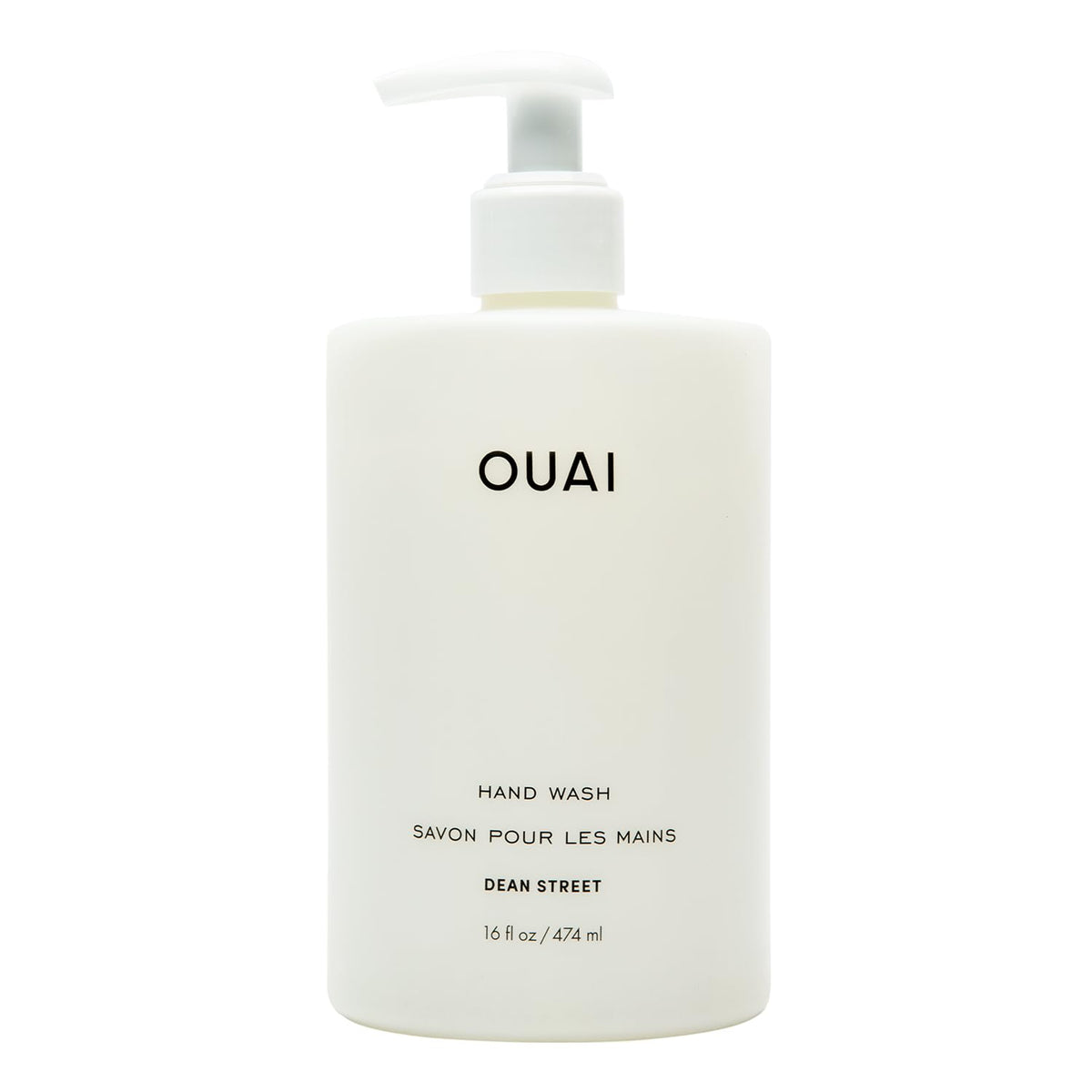OUAI botella frontal mostrando diseño y volumen, aspecto premium