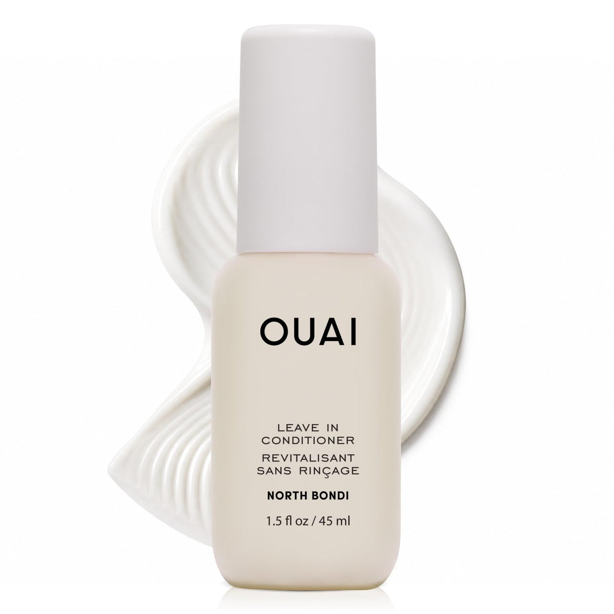 OUAI envase frontal tamaño viaje mostrando diseño y uso práctico
