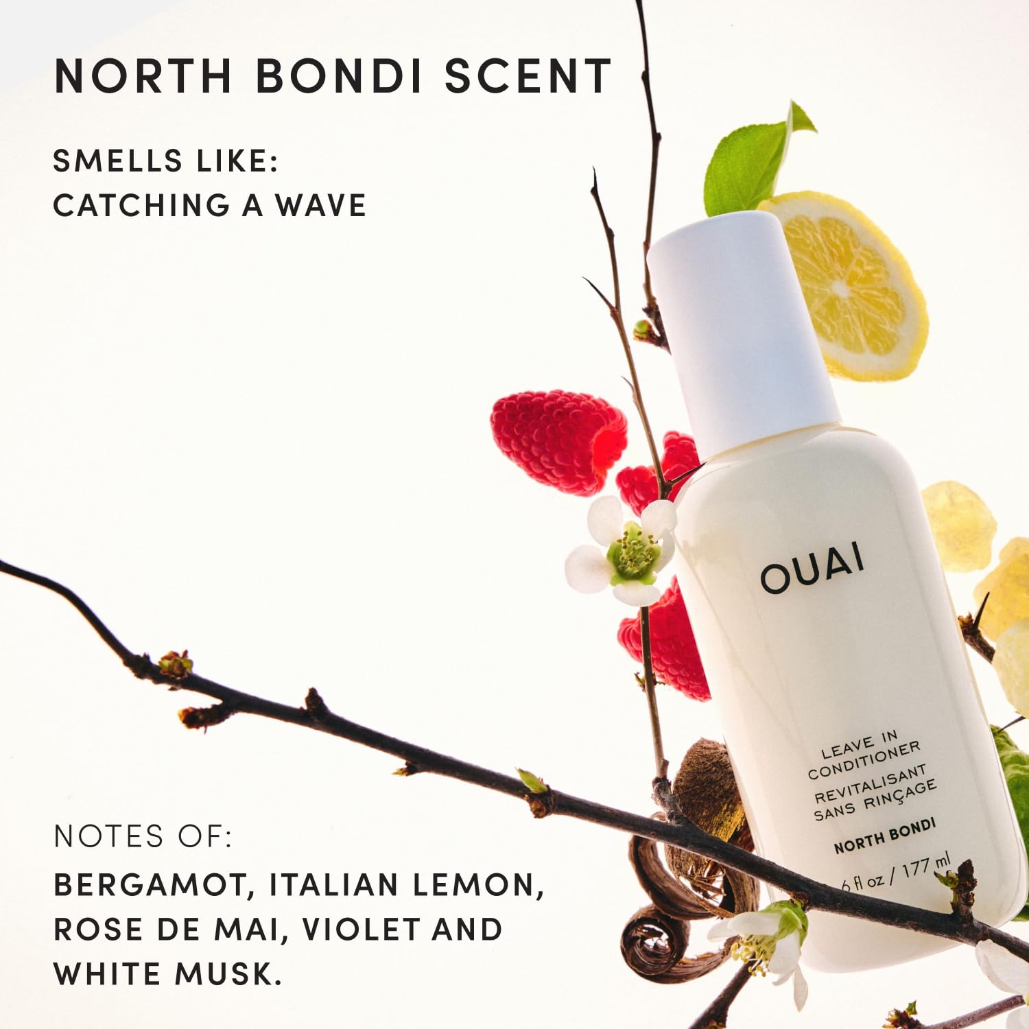 OUAI notas North Bondi cítricas y marinas que refrescan el cabello