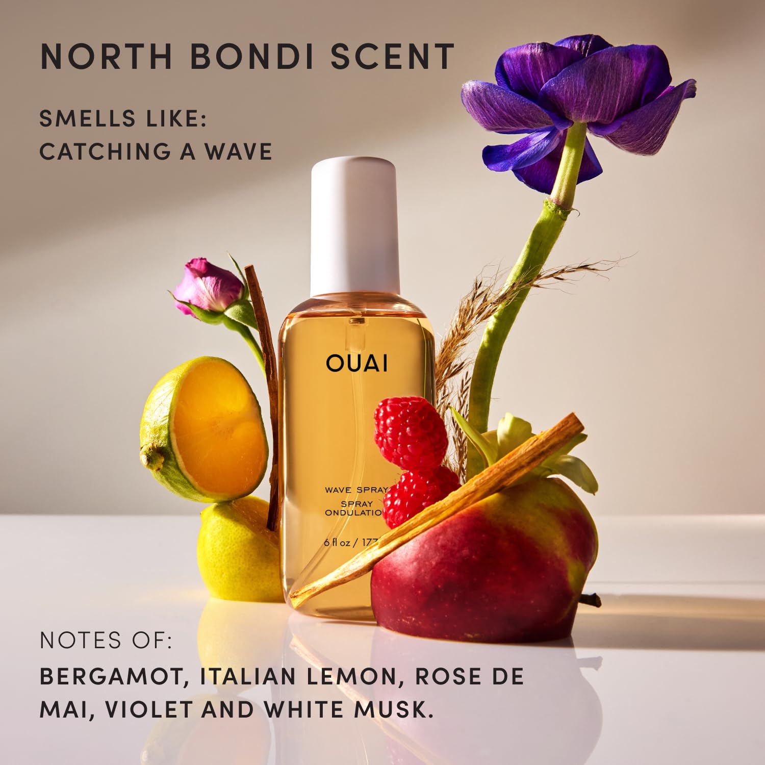 OUAI Wave Spray boquilla y detalle del aplicador para pulverizado uniforme