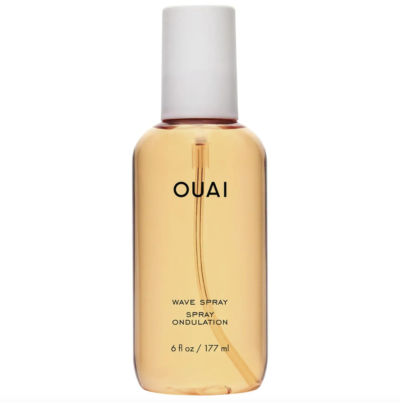 OUAI Wave Spray vista frontal y diseño elegante para aplicar fácilmente
