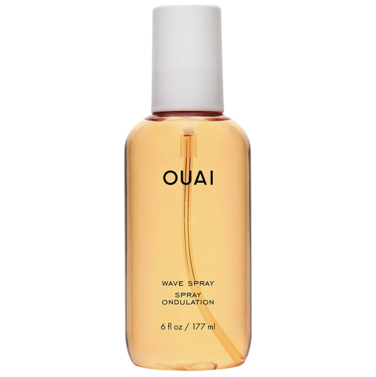 OUAI Wave Spray vista frontal y diseño elegante para aplicar fácilmente