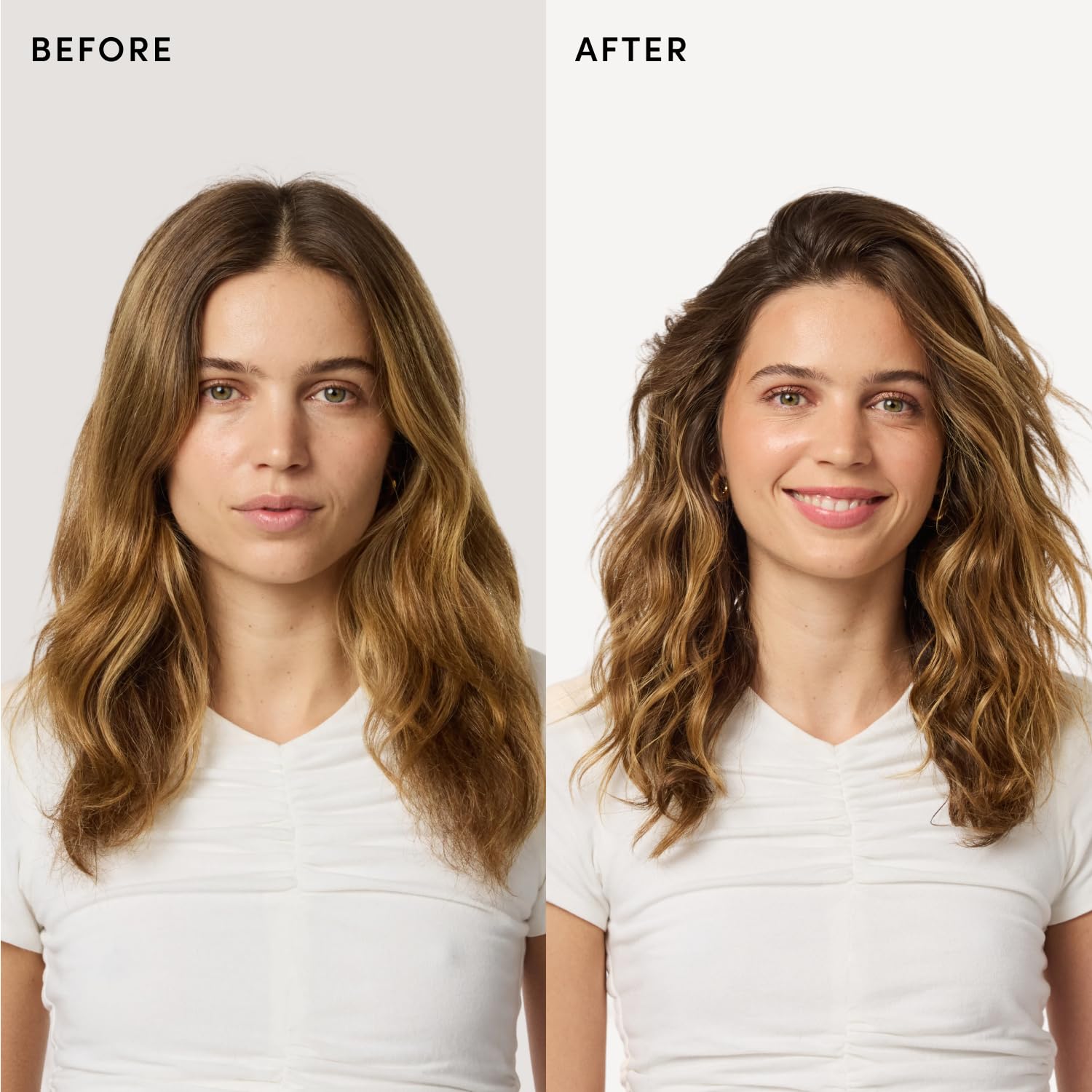 OUAI Wave Spray etiqueta con ingredientes, mostrando proteína de arroz beneficiosa