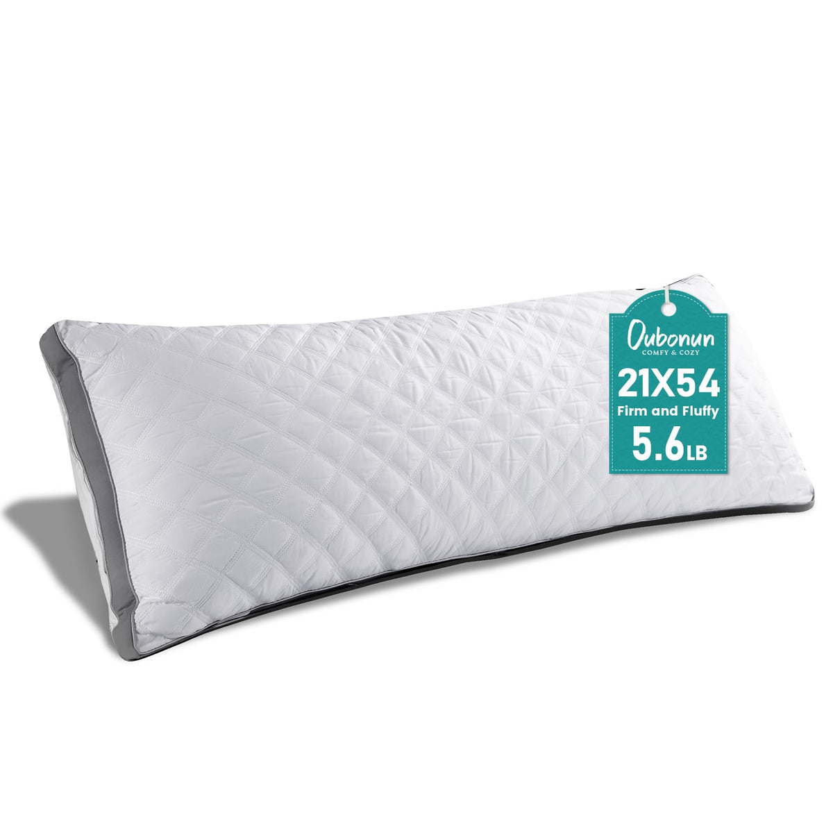Oubonun almohada cuerpo entero frontal mostrando longitud y forma, apoyo completo