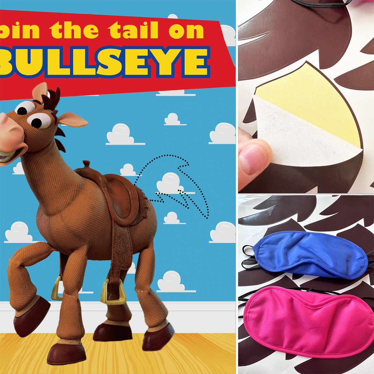 OULUN niños jugando al pin the tail on the bullseye, genera sonrisas y fotos