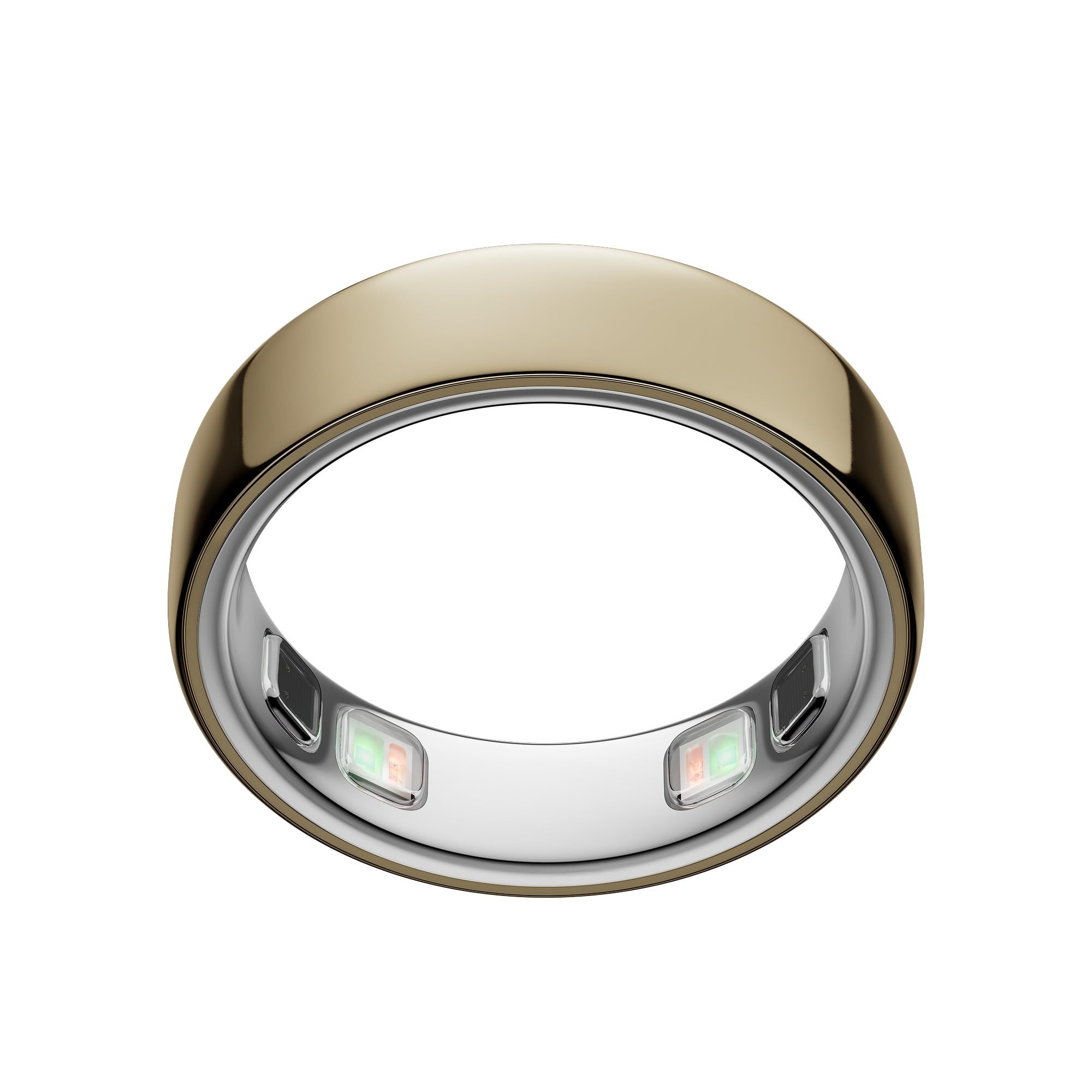 Oura Ring 5 frontal en oro mostrando diseño elegante y comodidad