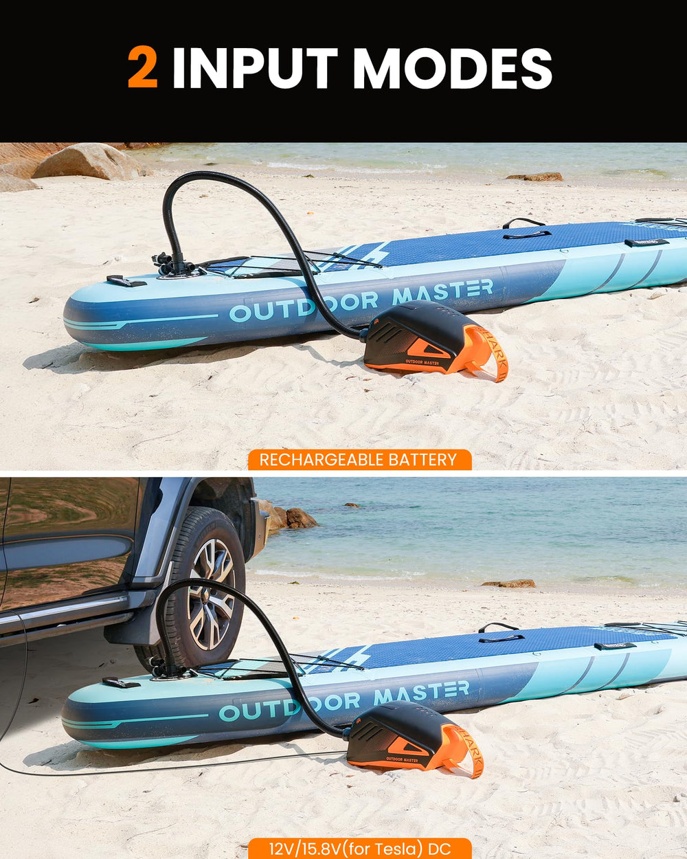 OutdoorMaster Shark 3 junto a una botella para escala, tamaño compacto
