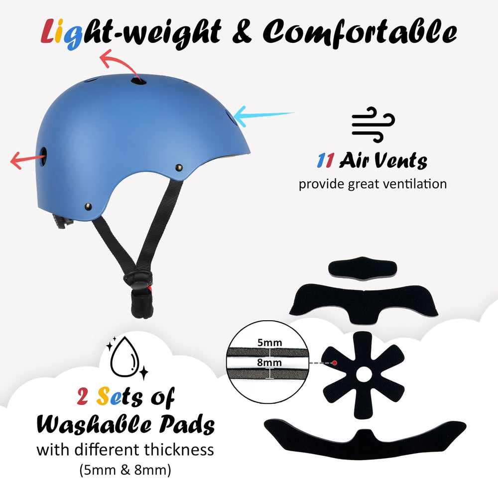 OUWOER niño usando el casco azul en bicicleta para mayor seguridad