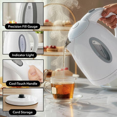 OVENTE filtro del pico extraíble mostrando agua sin sedimentos y limpieza sencilla