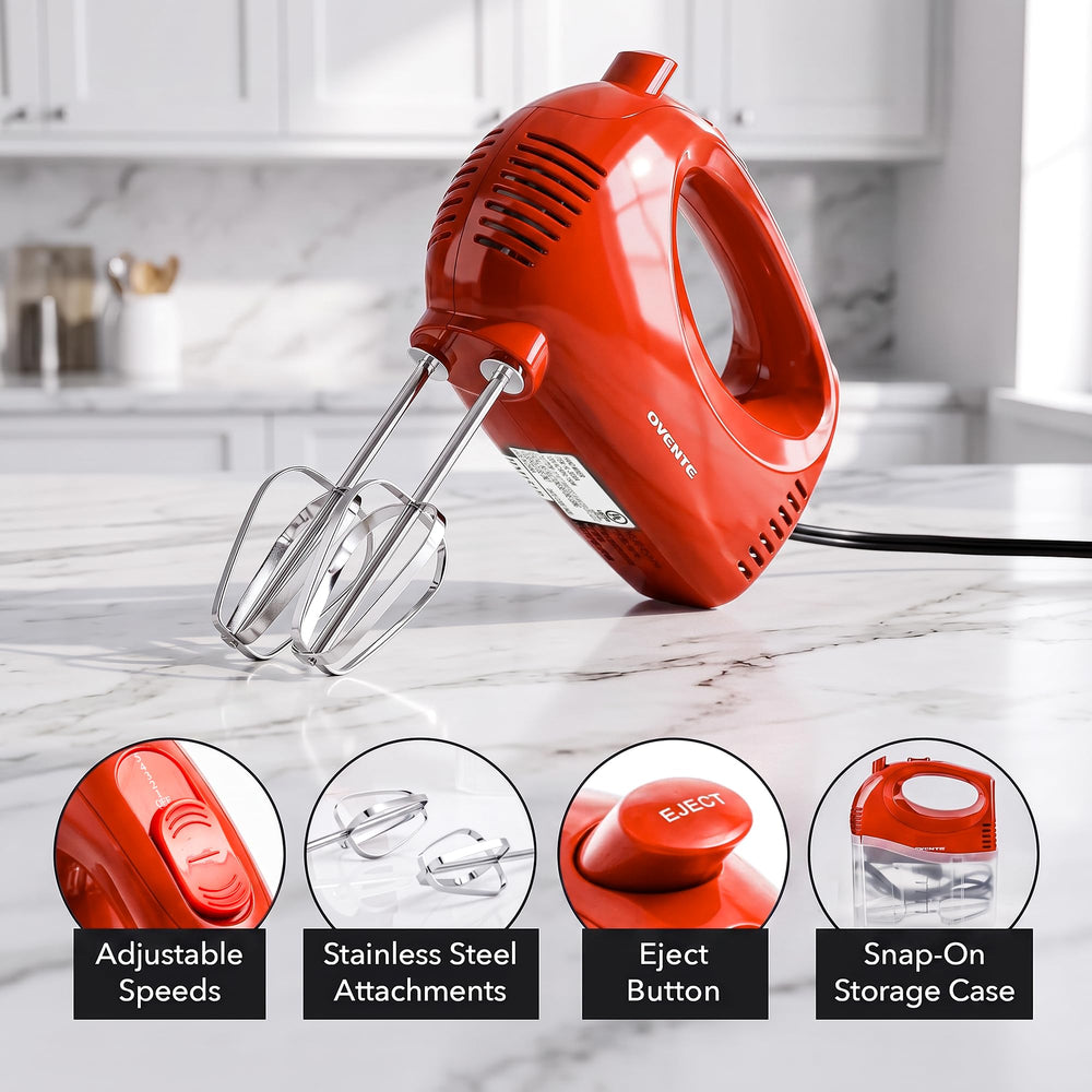 OVENTE HM151R primer plano del mango ergonómico para uso cómodo