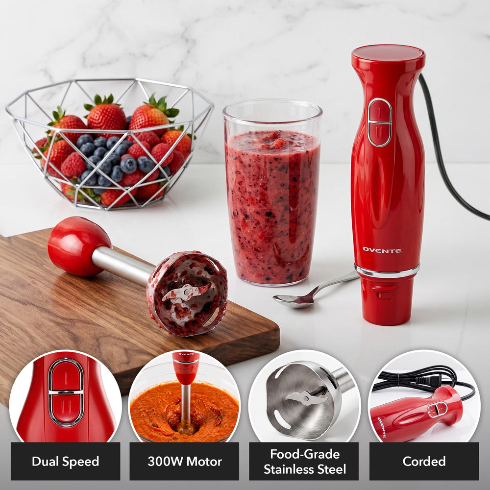 OVENTE HS560R detalle del mango antideslizante para control cómodo y seguro