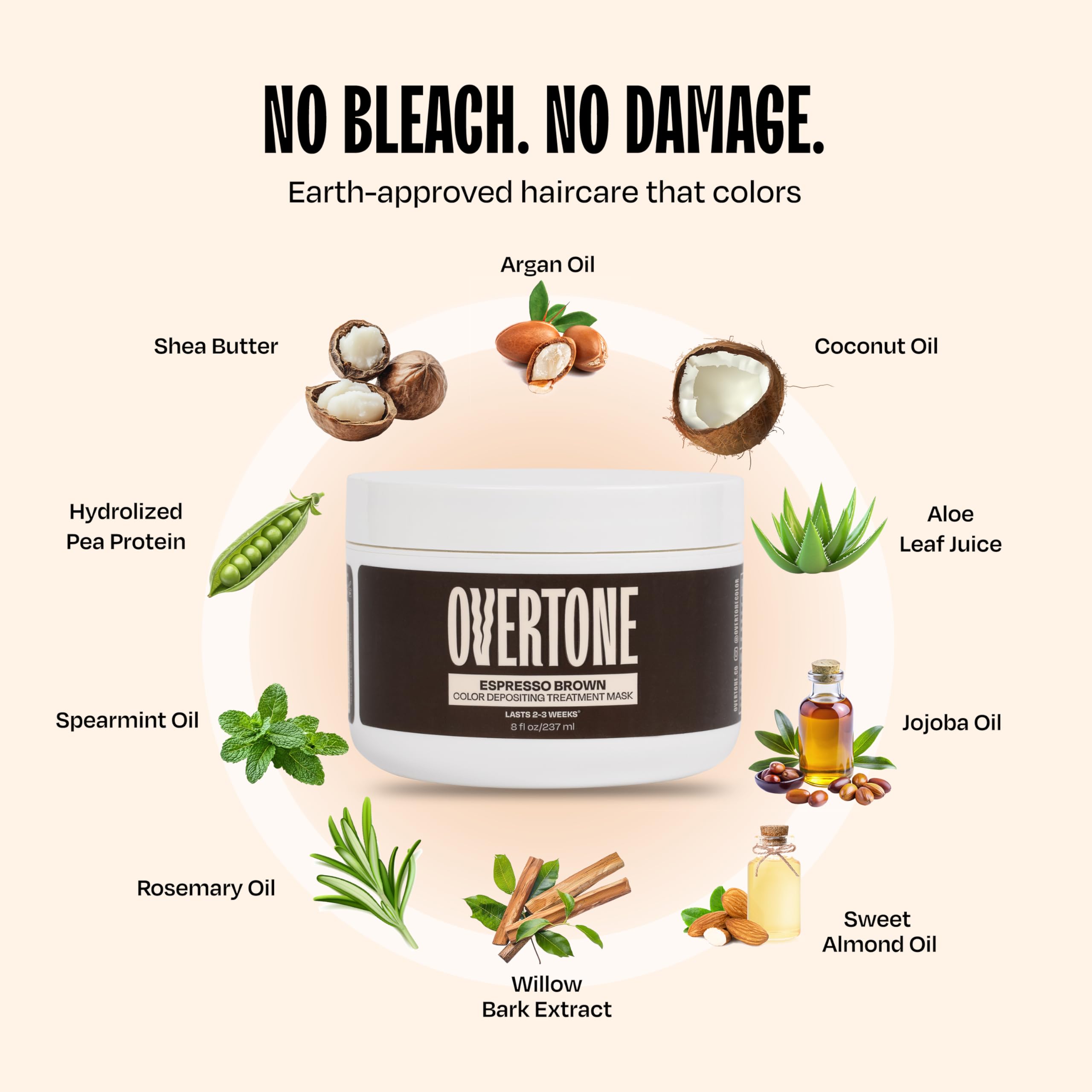 oVertone etiqueta con instrucciones y beneficios para uso seguro en casa