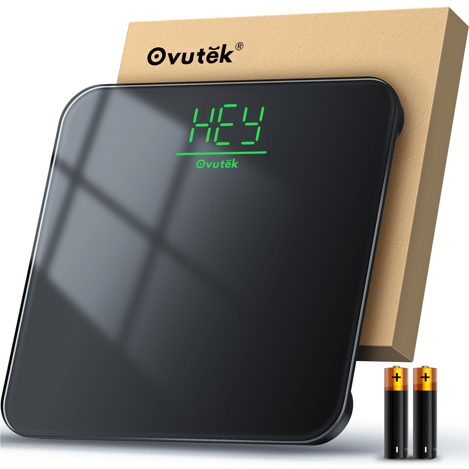 Ovutek vista frontal de la báscula con diseño limpio y lectura clara