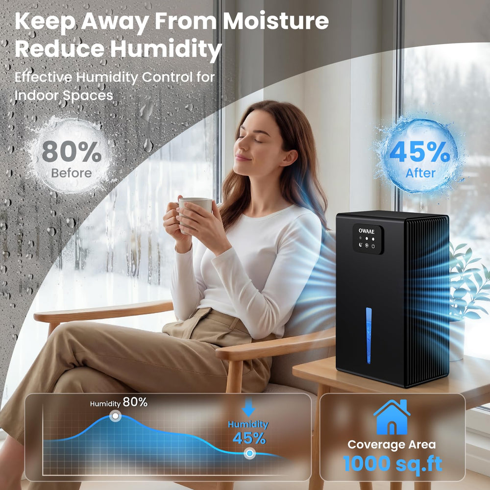 OWAAE primer plano del depósito extraíble mostrando facilidad de vaciado