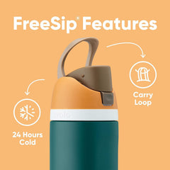 Owala FreeSip colocado en portavasos de coche, transporte práctico y accesible
