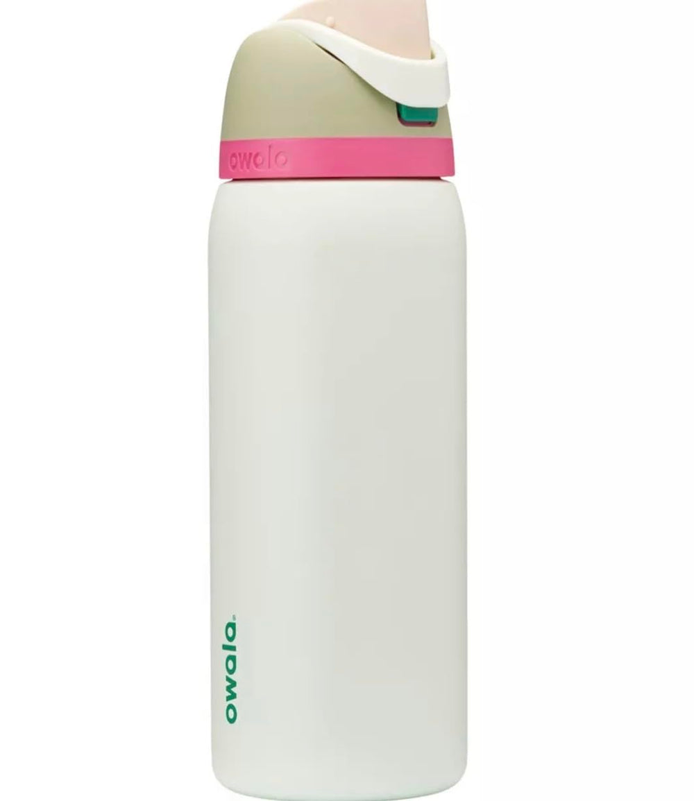 Owala FreeSip vista frontal color Alpine Sport con tapa bloqueable y portabilidad