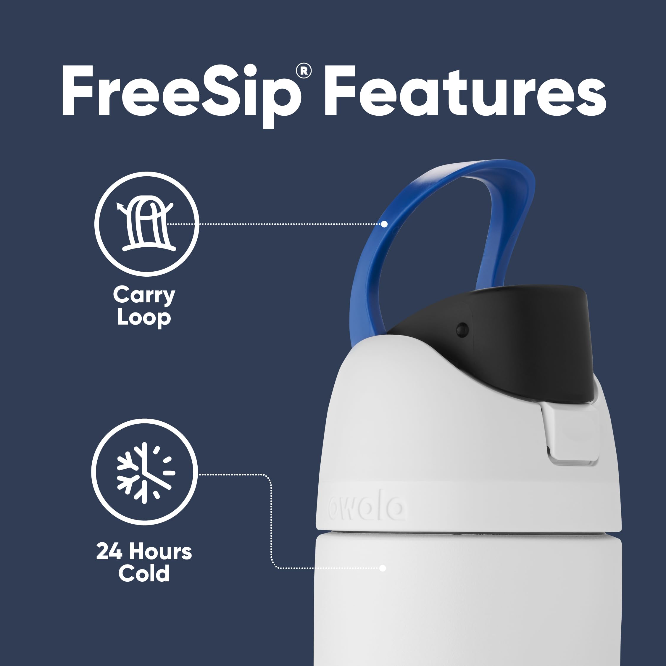 Owala FreeSip Stormtrooper boquilla FreeSip y pajilla integrada para beber fácil