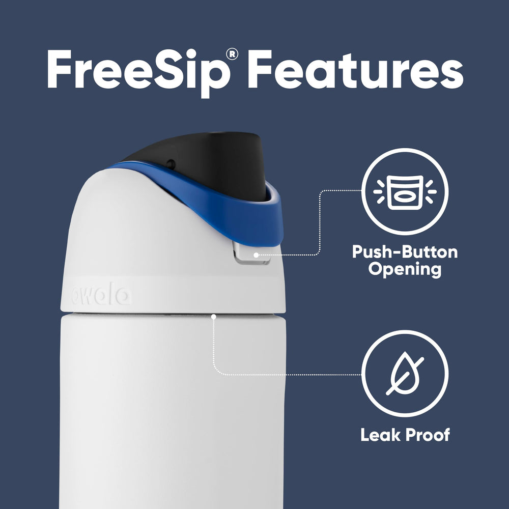 Owala FreeSip Stormtrooper detalle del acero inoxidable que conserva bebidas frías