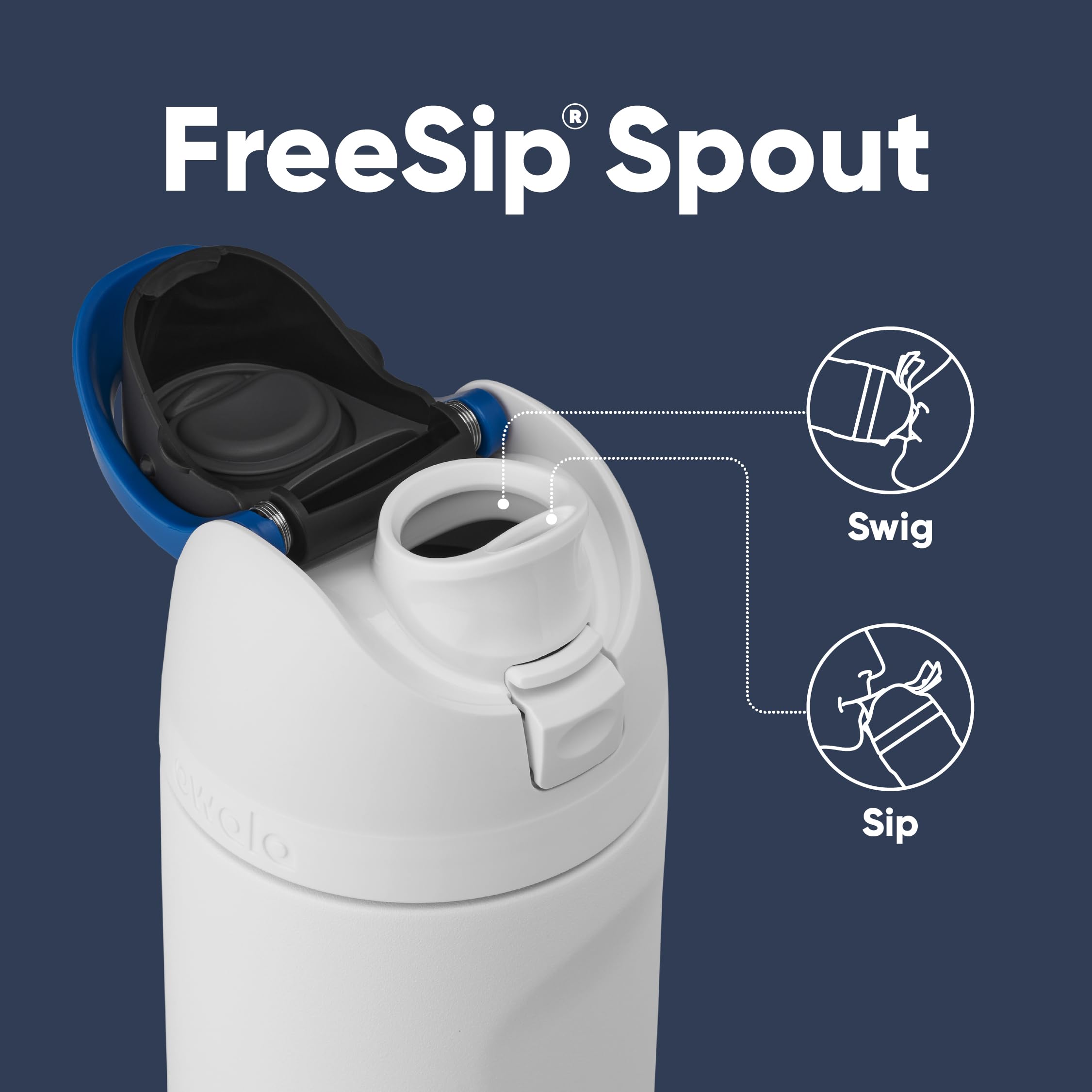 Owala FreeSip Stormtrooper tapa con botón y asa que asegura la boquilla