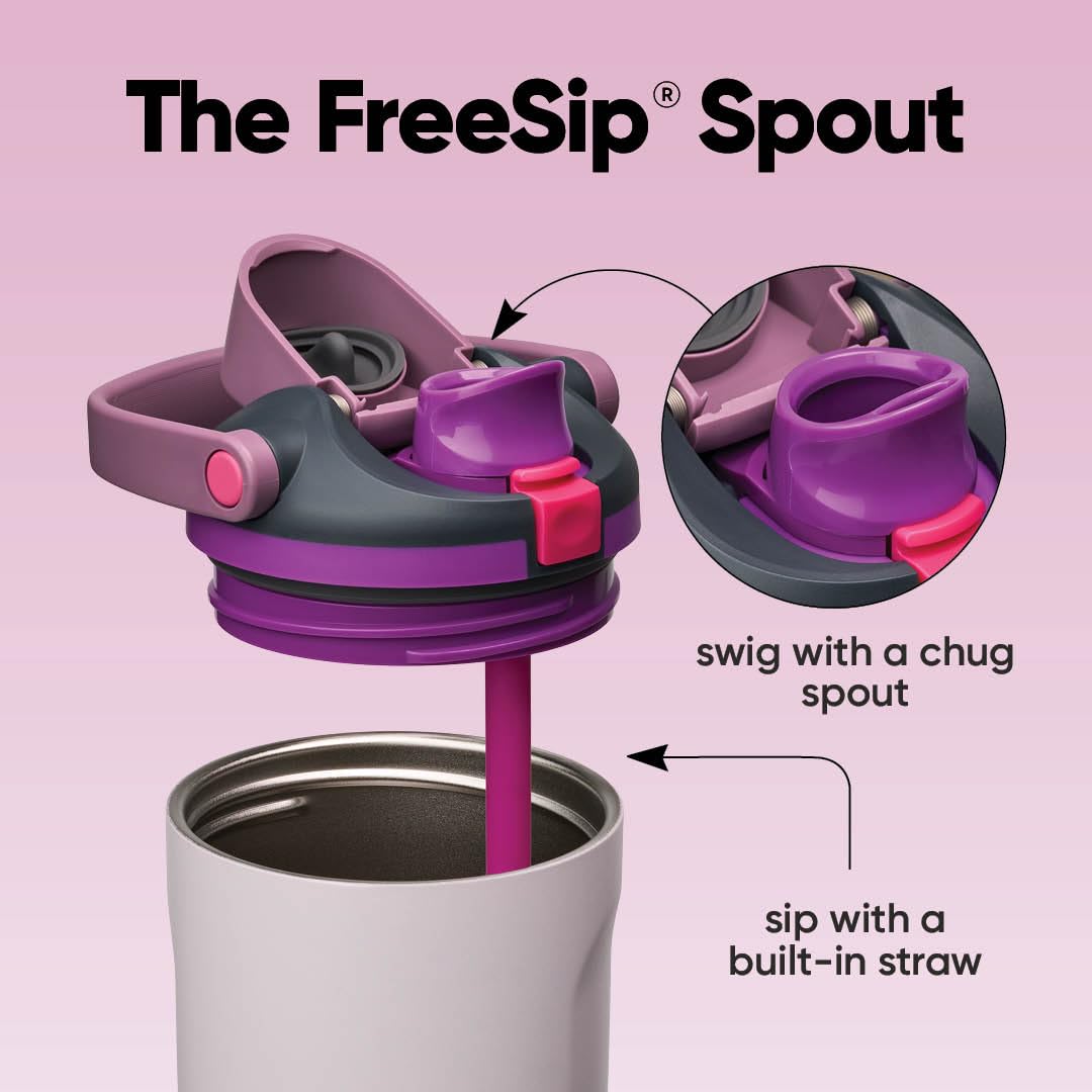 Owala FreeSip detalle del asa tipo cubeta para transporte cómodo