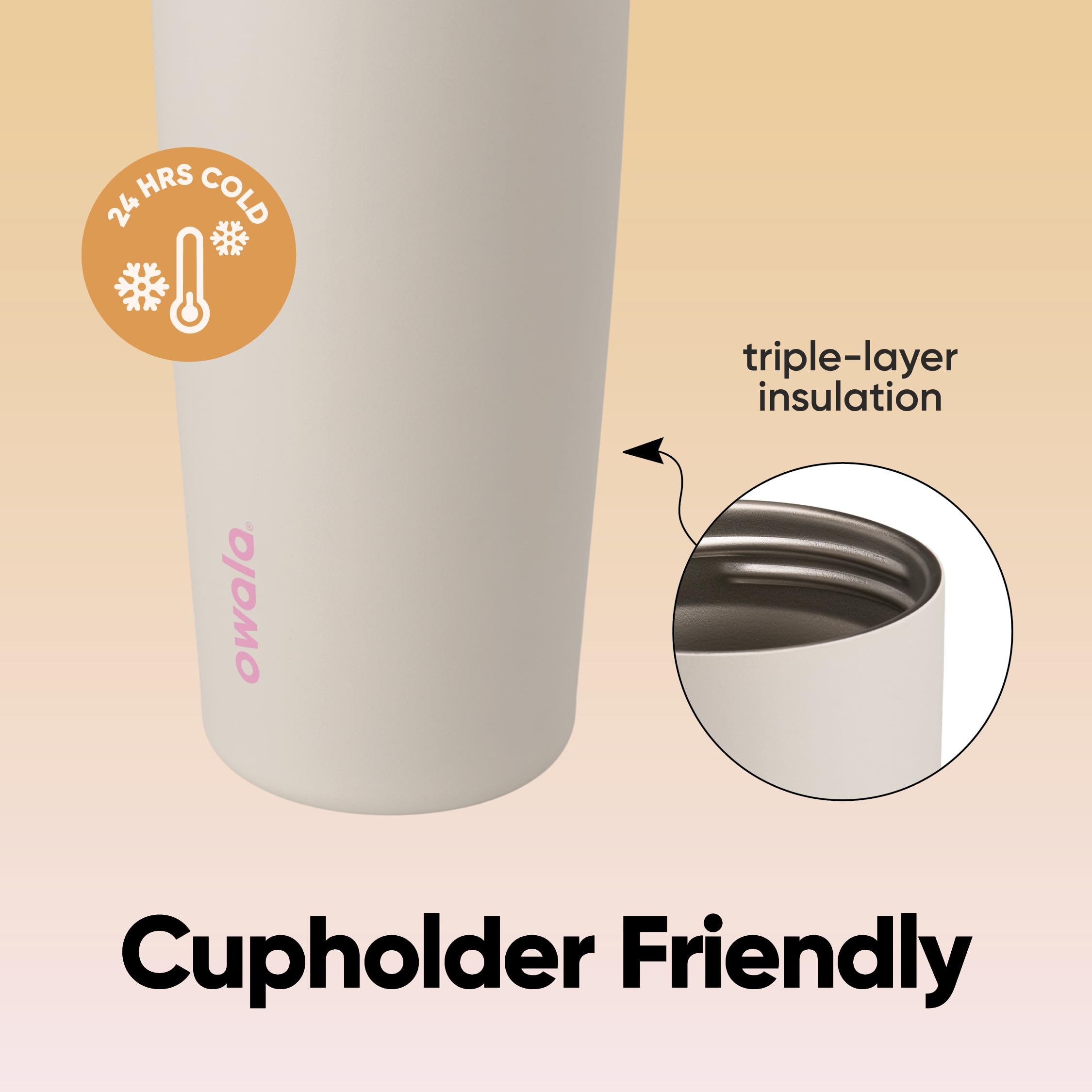 Owala FreeSip Sway asa tipo cubeta visible, agarre cómodo para llevar