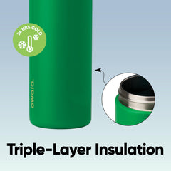 Owala FreeSip primer plano del acero inoxidable doble pared y acabado