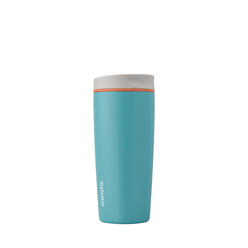 Owala vaso frontal Grey/Blue mostrando diseño y capacidad cómoda