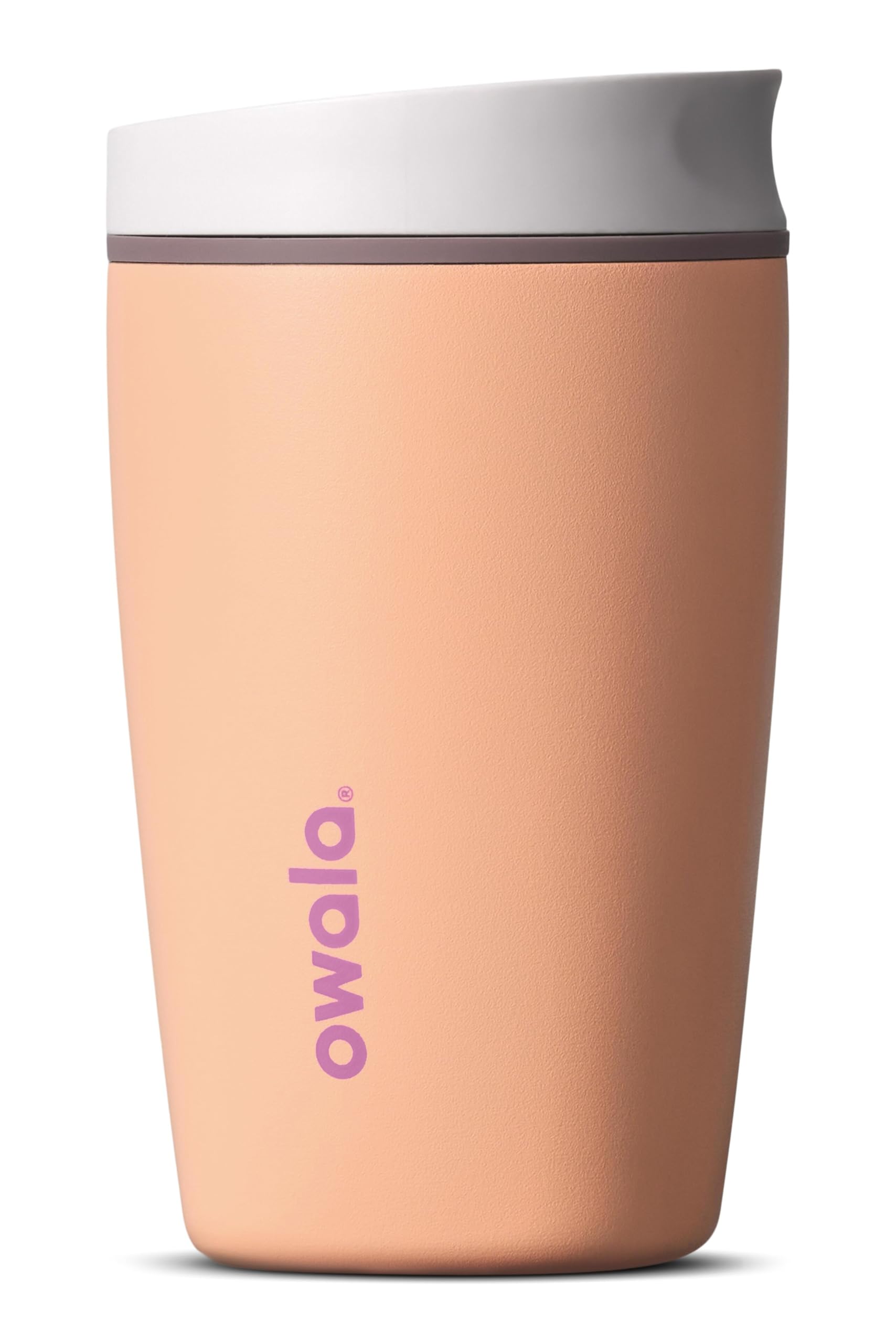 Owala SmoothSip Slider frontal mostrando color peachy keen y diseño portátil