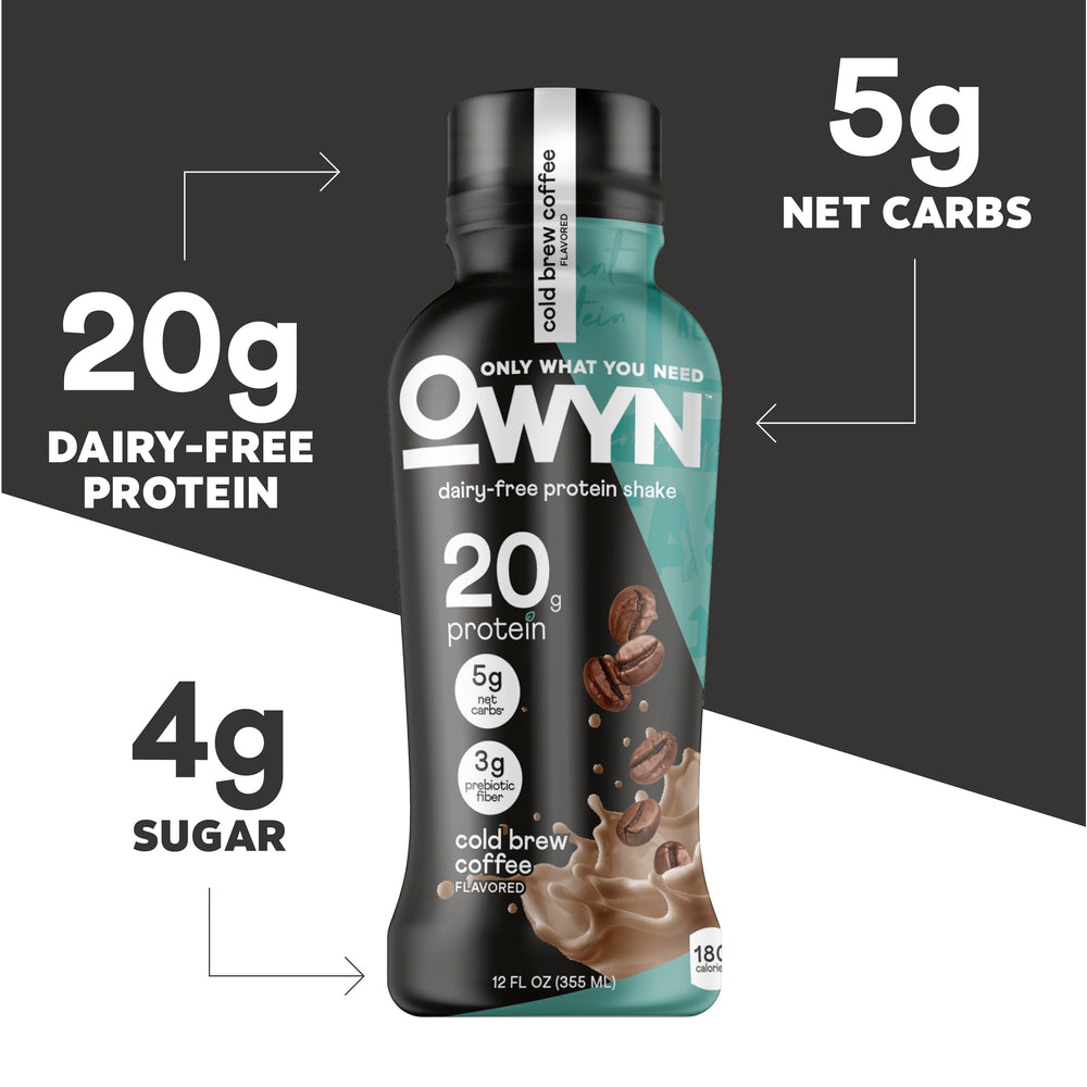 OWYN detalle de la textura cremosa del batido que resalta proteína vegetal