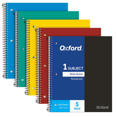 Oxford vista frontal del pack de cinco cuadernos resistente