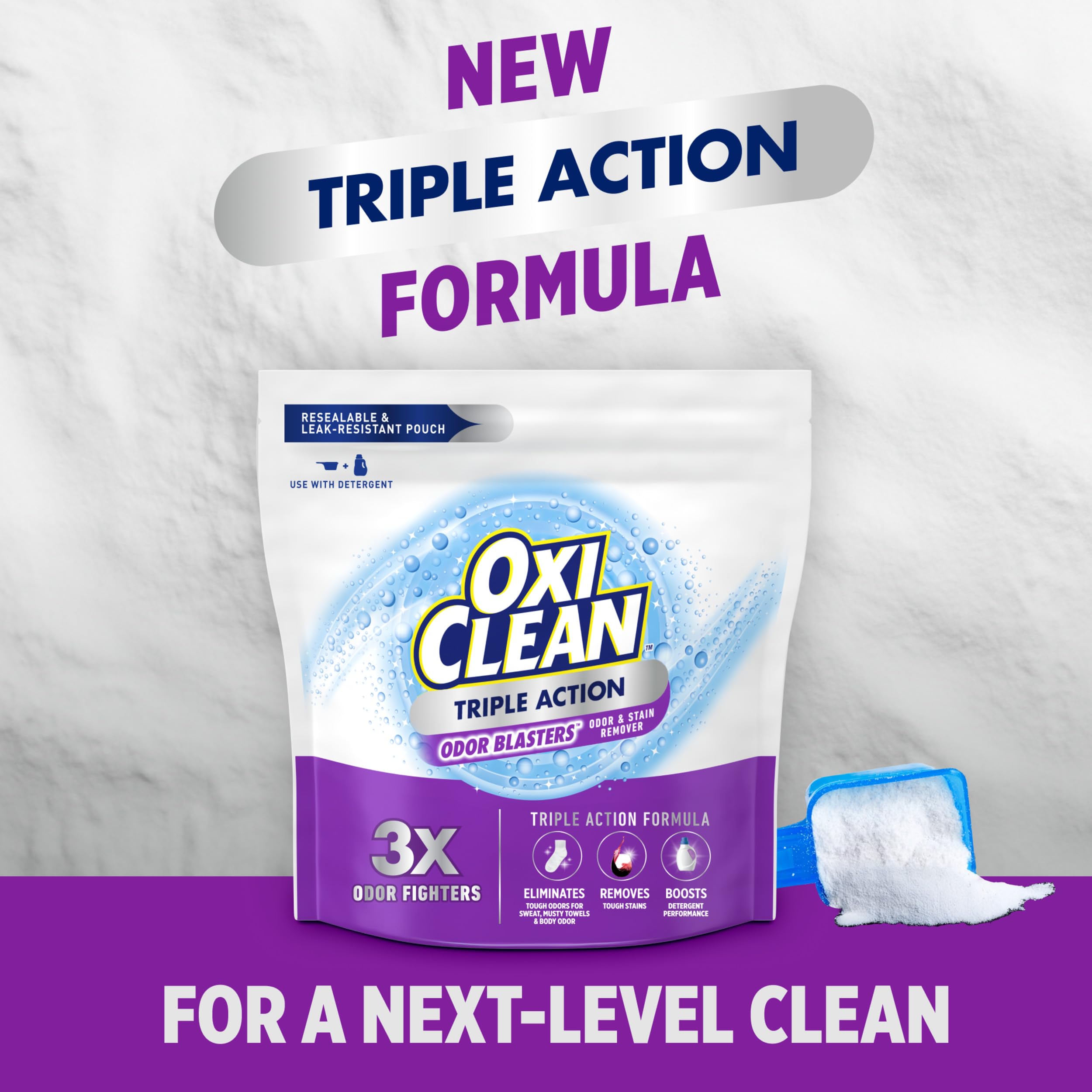 OxiClean detalle del polvo mostrando textura fina y poder activo
