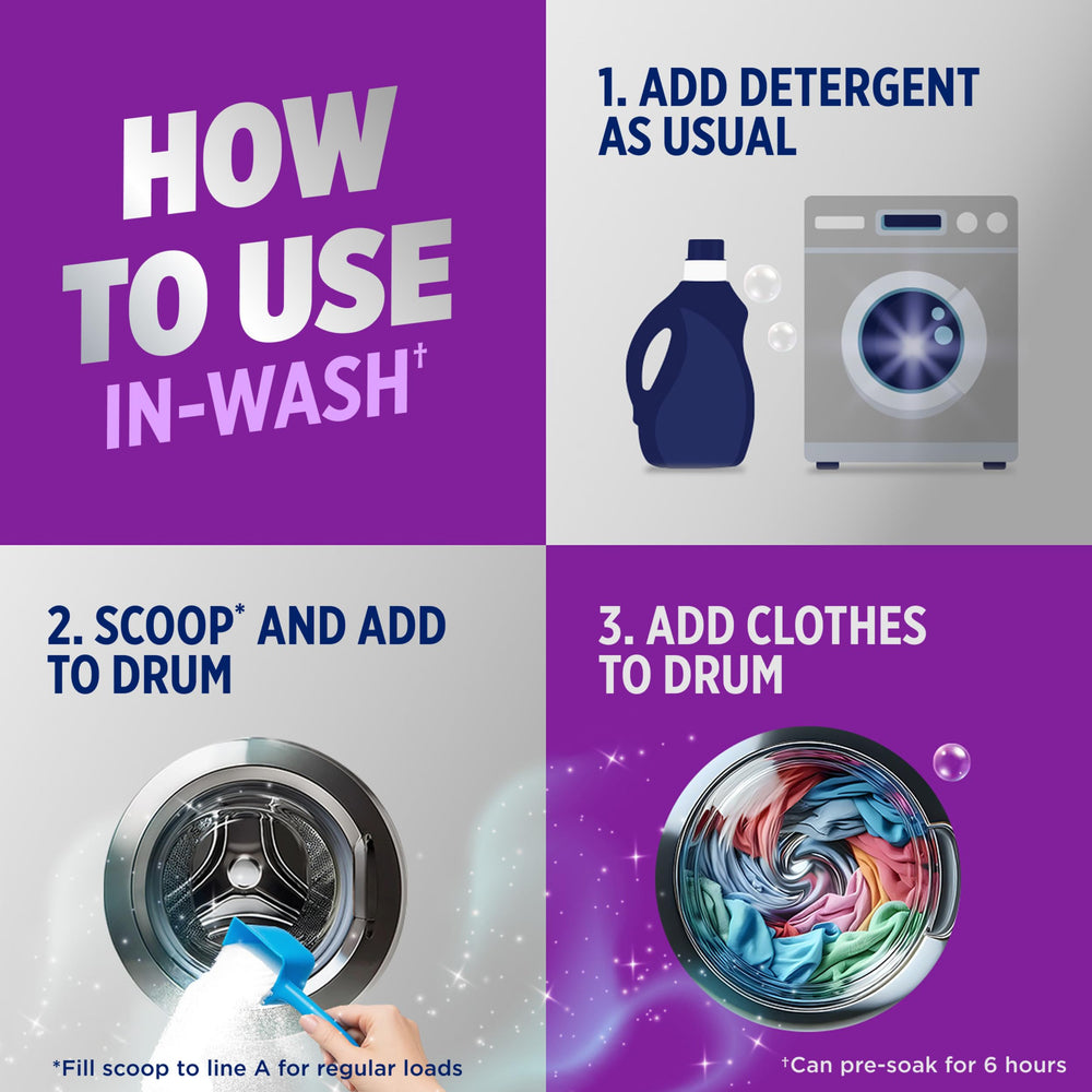 OxiClean etiqueta trasera con instrucciones e ingredientes visibles