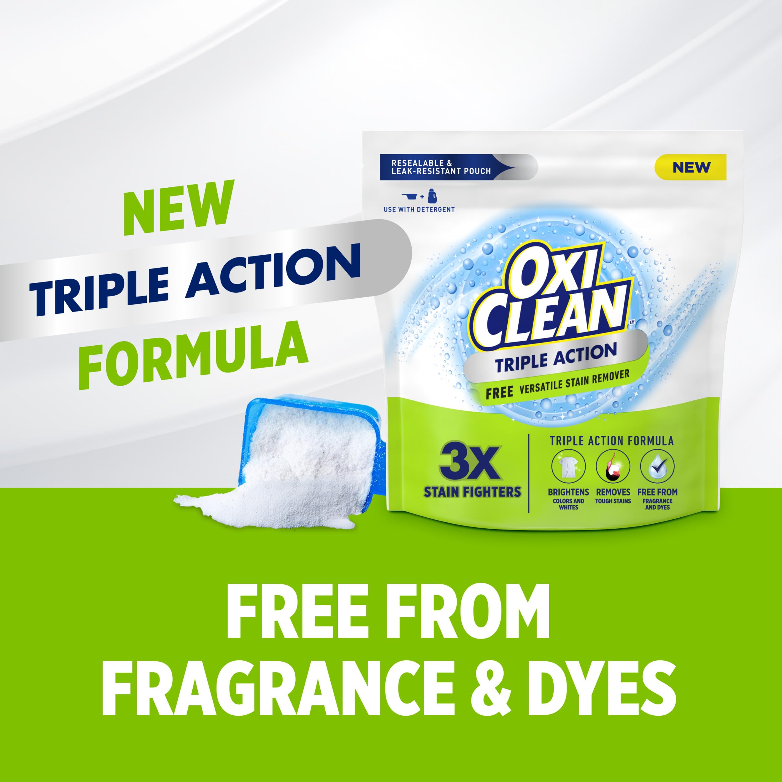 OxiClean primer plano del polvo para ver su textura activa