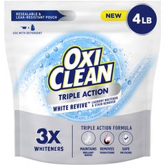 OxiClean frente del empaque mostrando bolsa resellable y marca para almacenamiento práctico