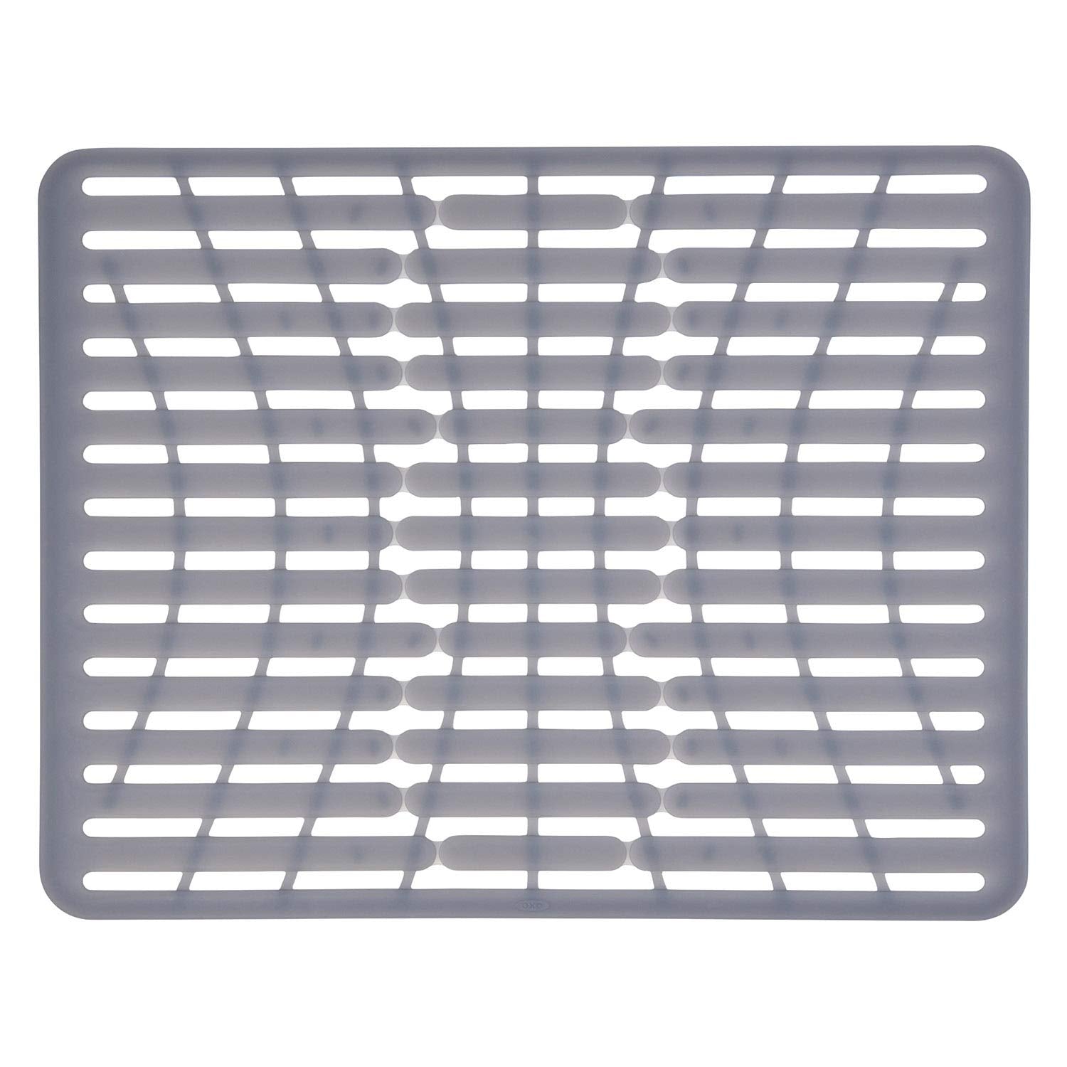 OXO alfombrilla de silicona vista frontal que protege el fregadero