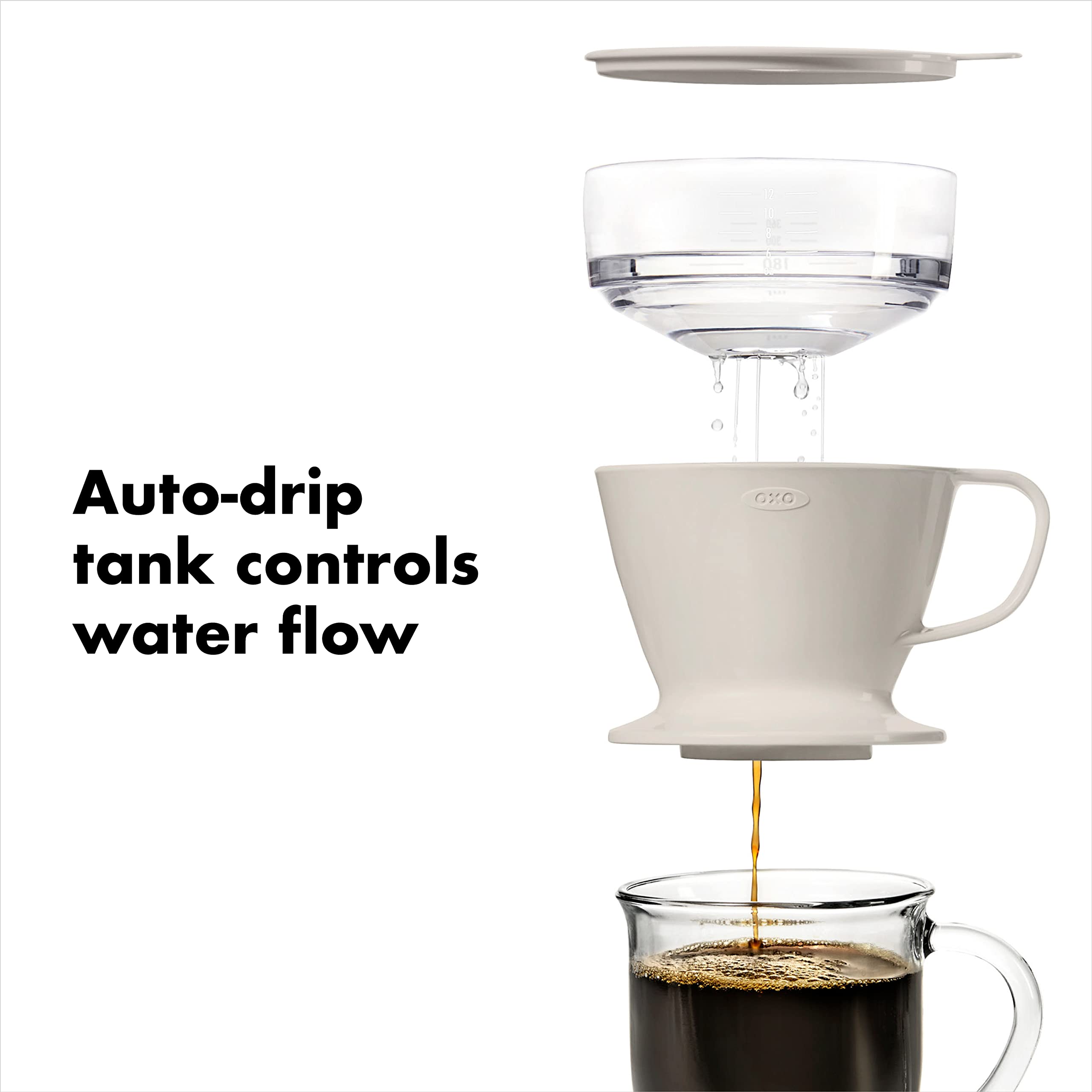 OXO filtro cónico #2 y café molido listos que aseguran extracción consistente y natural