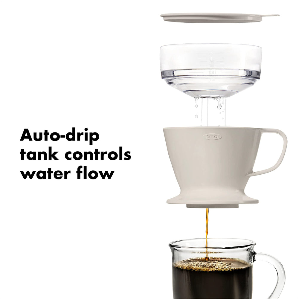 OXO filtro cónico #2 y café molido listos que aseguran extracción consistente y natural